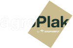 Logo agroplak letra iniciales blancas